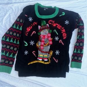 United States Sweaters Cat Christmas Black Sweaters for Women Size XL NWT